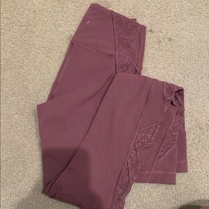 Lululemon Purple Leggings with Floral Detail